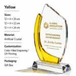 Yellow custom crystal award trophy
